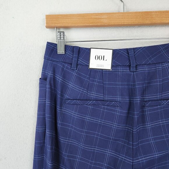 WHBM Pants Womens 00 Long Blue Plaid Curvy Slim Tapered Leg Ankle Trouser NEW - Picture 11 of 16